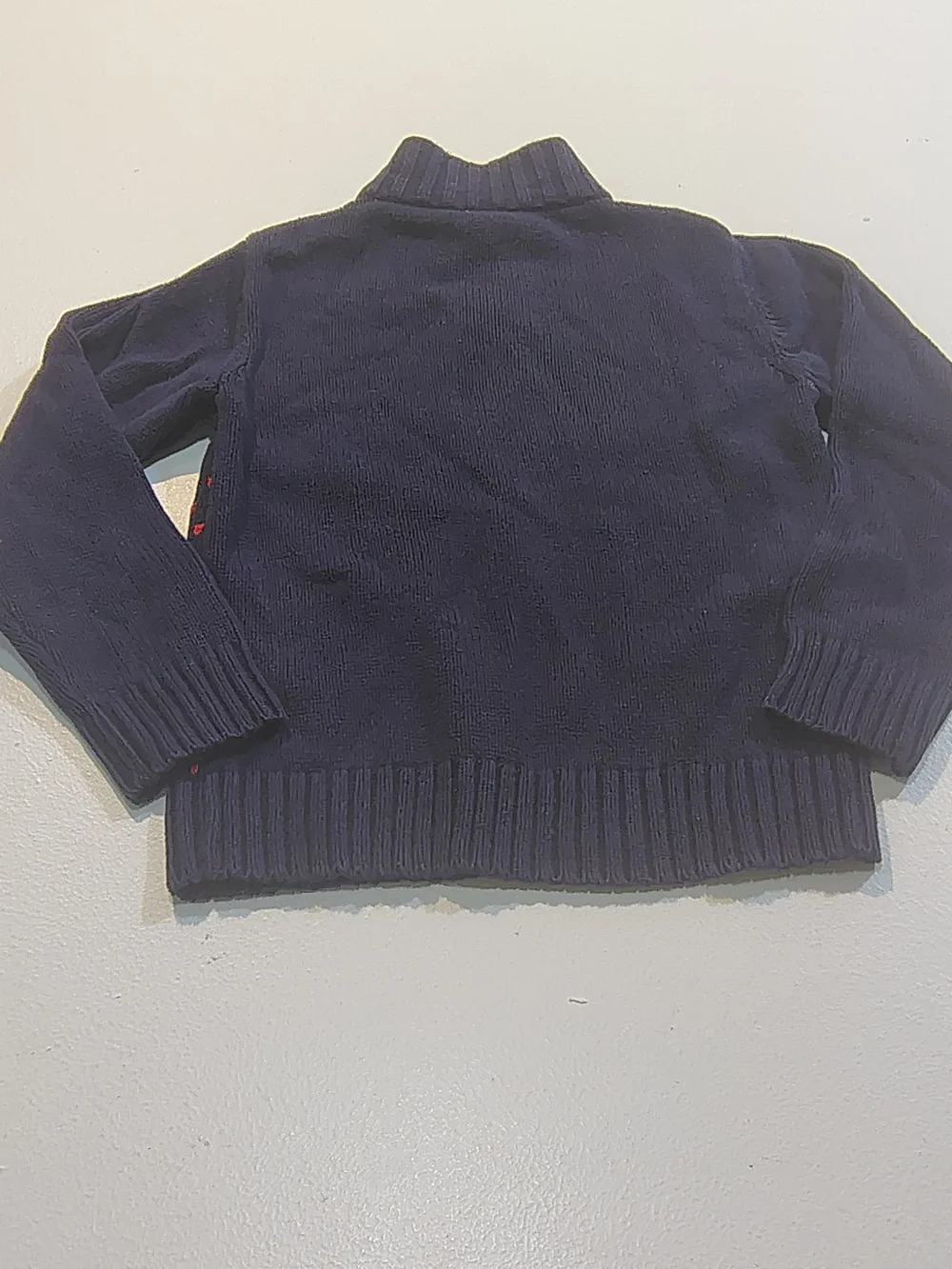 Gymboree Navy Zip-Up Sweater with White Reindeer and Red Dot Pattern